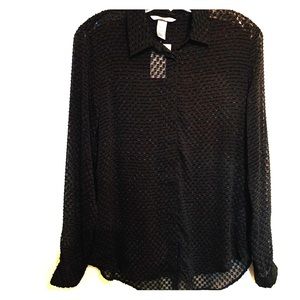 NWT H&M black button down sheer blouse